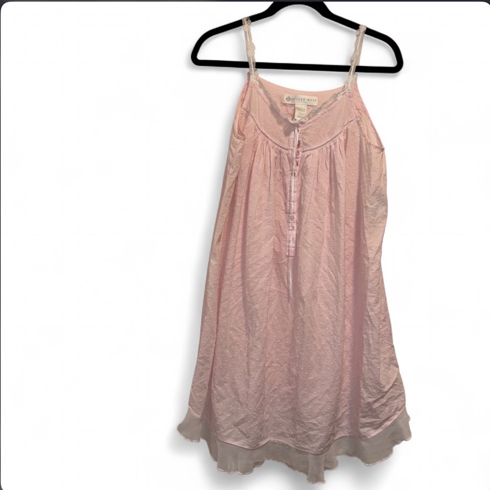 Eileen West Pink Babydoll Nightgown Slip Dress Size Small